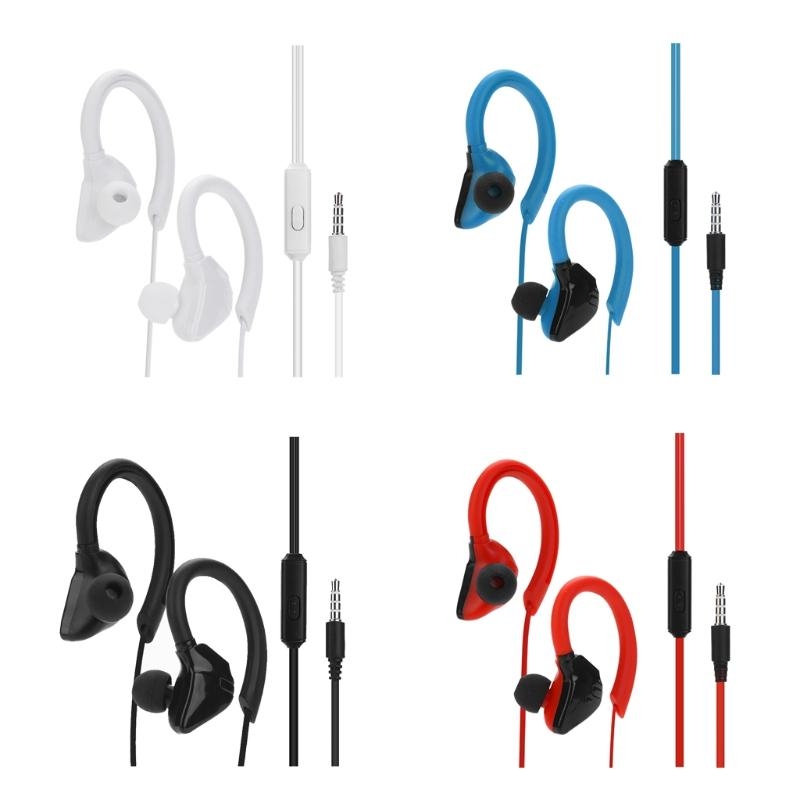 Sports Earphone Hook - หูฟังแบบมีสายแบบมีสายกีฬาที่มีเบสควบคุมระดับเสียงและการตัดเสียงรบกวนผ่านหูฟังหูสำหรับคอมพิวเตอร์โทรศัพท์ P9JB
