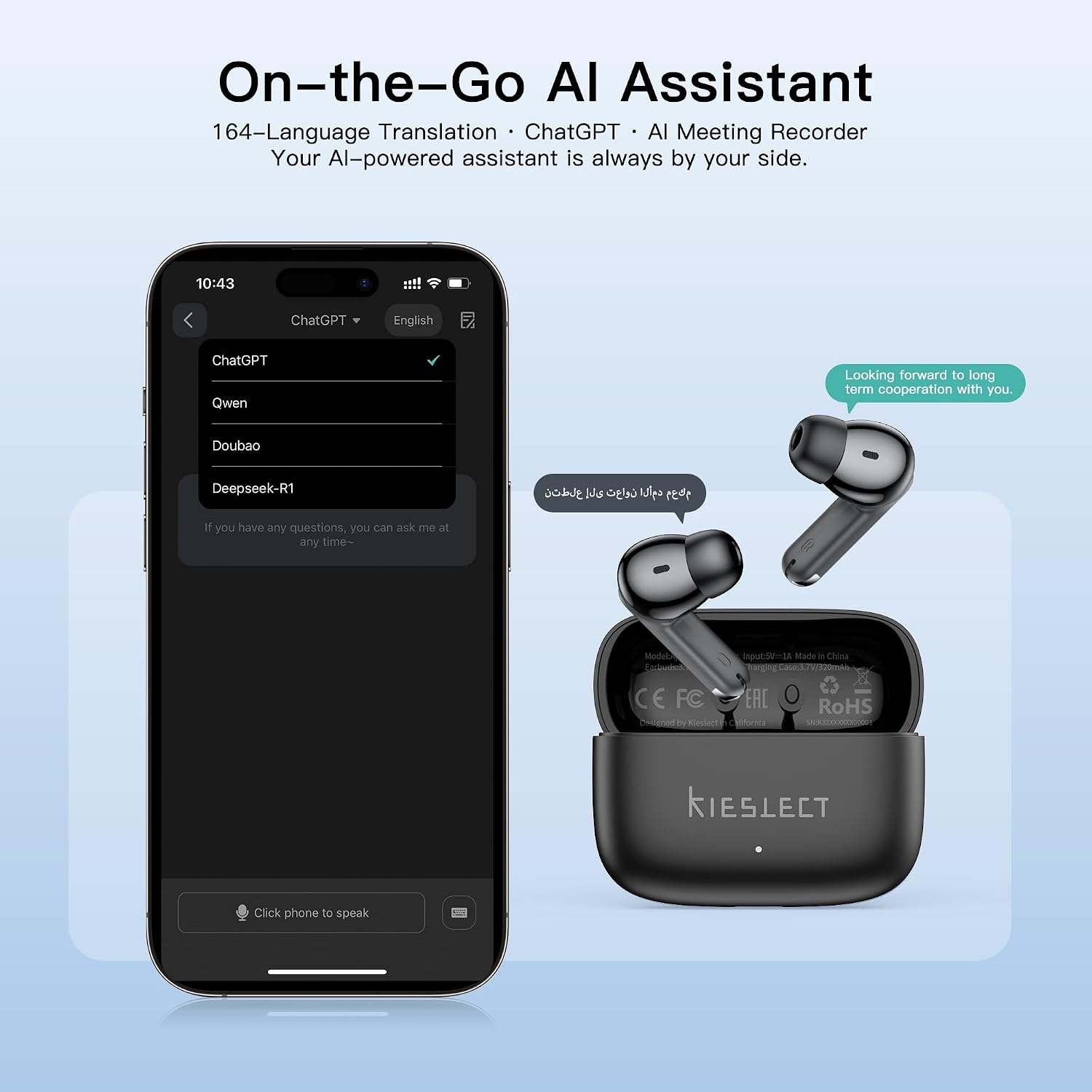 หูฟังไร้สาย, หูฟังแปลภาษา AI 1 - Earbuds Charging Case บทวิจารณ์และราคา